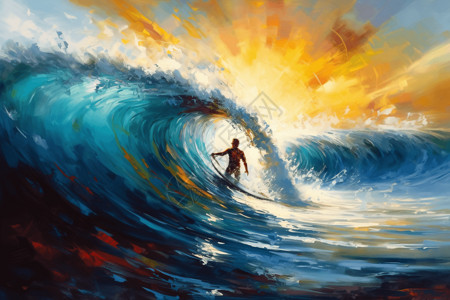 一幅冲浪者的画背景图片