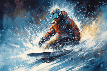 雪山上的单板滑雪插画背景图片