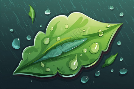 雨水滴落绿叶图片