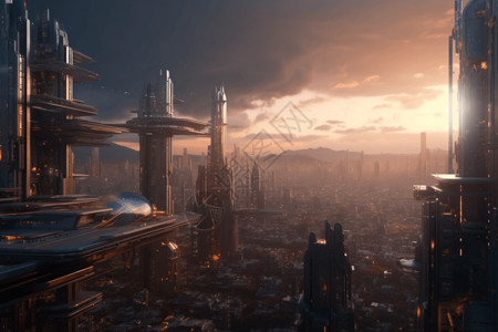 未来的城市景观背景图片