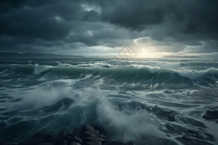 狂风呼啸的海水（广告传媒）图片