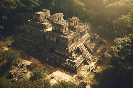 玛雅岩石搭建的历史建筑设计图片