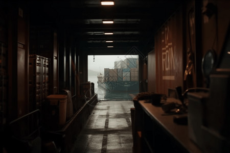 宽敞的货船舱背景图片
