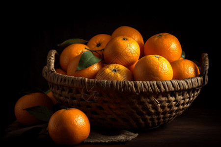 一篮子成熟的橘子图片