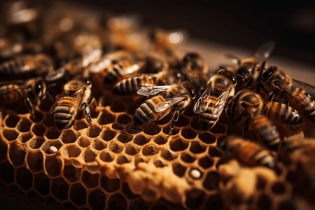 动物用梳子蜜蜂和蜂窝设计图片