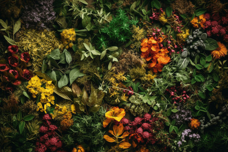 植物草药彩色的草药设计图片