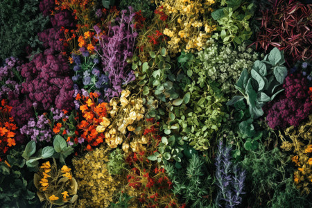 彩色植物树叶五颜六色的草药设计图片