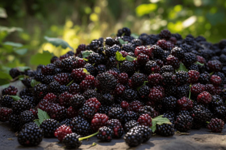 成熟多汁的黑莓高清图片