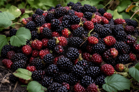 多汁的黑莓黑莓灌木高清图片