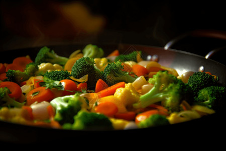 平底锅中的蔬菜图片