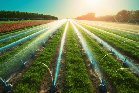 现代农业科技现代灌溉系统插画