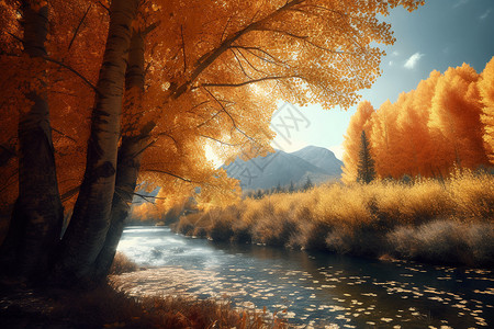 户外秋天的风景图片