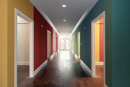 彩色墙壁的走廊图片