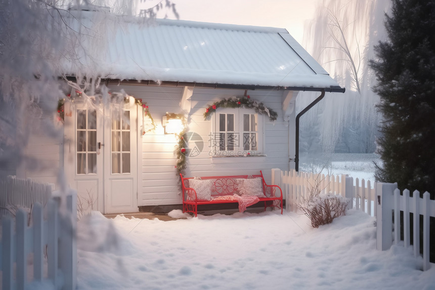 乡间别墅冬季风景图片