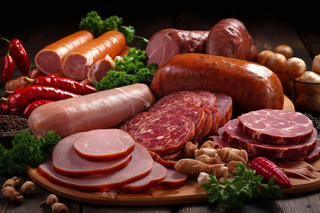 美味的腌肉肉制品加工高清图片