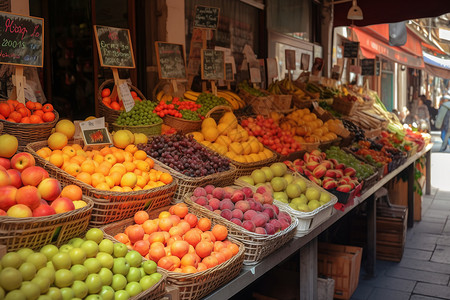 市场的水果摊背景图片
