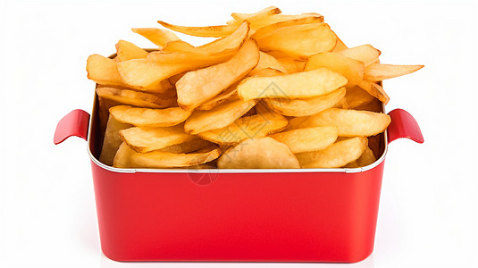 红薯片薯片红盒中的薯片背景