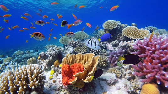 海底生物热带鱼海底的热带鱼和珊瑚设计图片