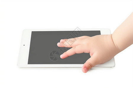 婴儿手指按住平板电脑图片