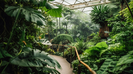 热带雨林温室内的各种植物图片
