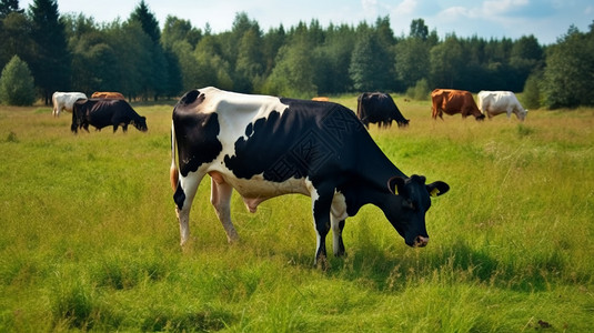 牧场放牧的奶牛图片