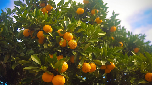树上的橘子特写图图片