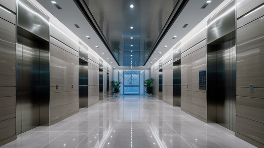 现代办公楼电梯间背景图片