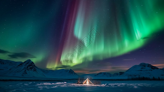 北极光天空美丽的北极光图设计图片