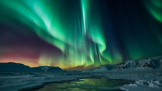 美丽广阔冰岛美丽的北极光图片设计图片