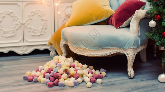 棉花糖装饰甜蜜的家概念图设计图片
