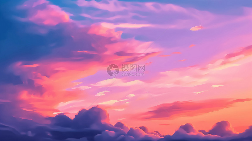 天空日落背景插图图片