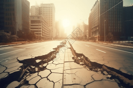 地震后的路面图片
