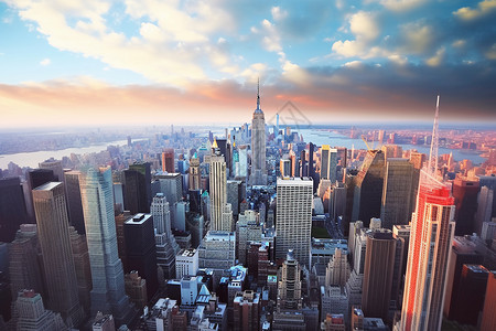 纽约鸟瞰繁华的纽约帝国大厦背景