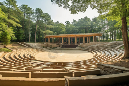 室外剧场公园里圆形的表演剧场背景