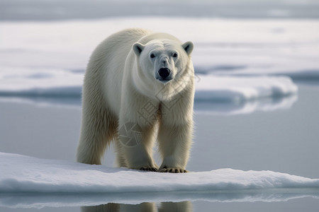 站在冰面上的北极熊图片