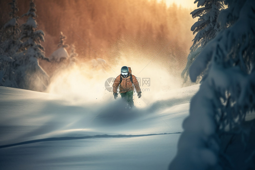 雪地里的滑雪者图片