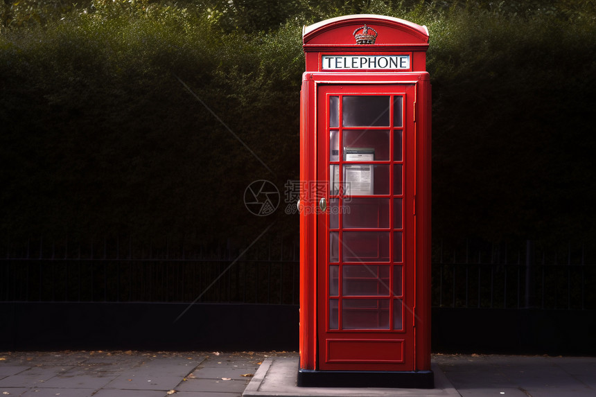 红色的电话亭图片