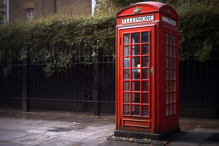 传统红色电话亭背景图片