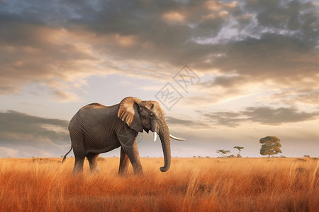 广阔草原的大象图片