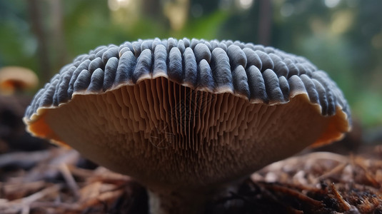 观察蘑菇帽上的凹凸和折痕，欣赏其独特的形状背景图片