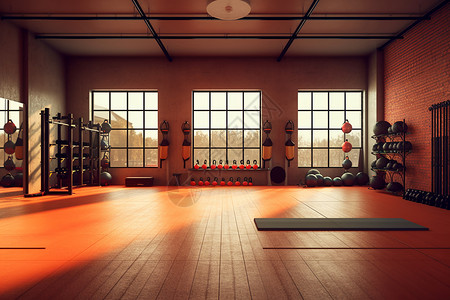 健身房的训练区高清图片