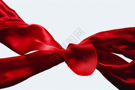红色丝绸飘带白色背景中的红色丝带设计图片