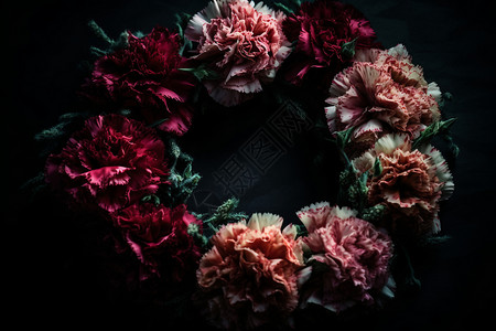 花儿标签花环美丽的康乃馨花环背景