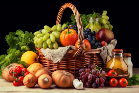 健康的水果和蔬菜背景图片