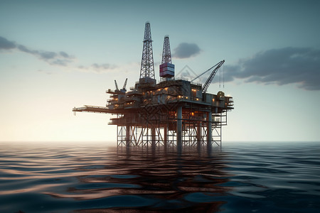 大海中的石油平台高清图片