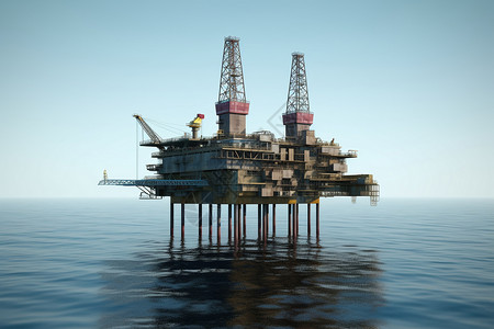 海洋里的石油平台图片