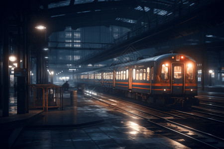 夜间的火车站图片