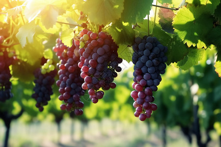 阳光果园成熟的葡萄背景