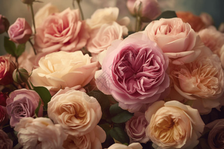 粉红玫瑰花束瓶美丽的粉红玫瑰花朵设计图片