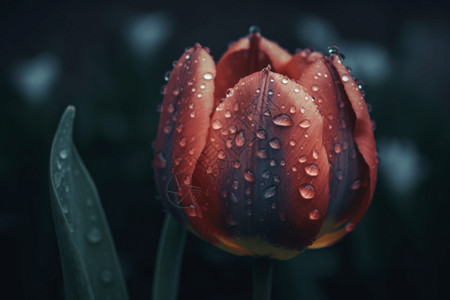 雨中鲜花雨中郁金香的特写设计图片